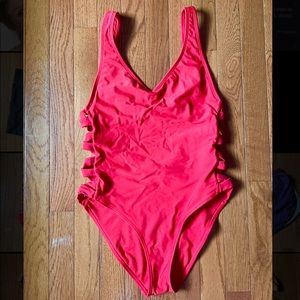 Red One-Piece Swimsuit with Side Cut-outs